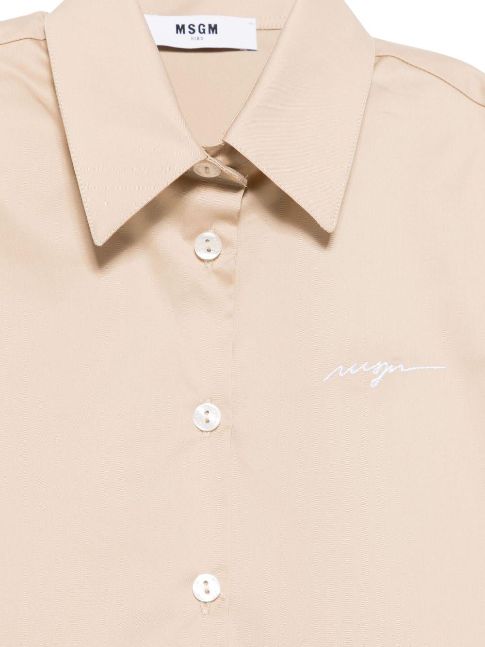 Camicia beige logo petto
