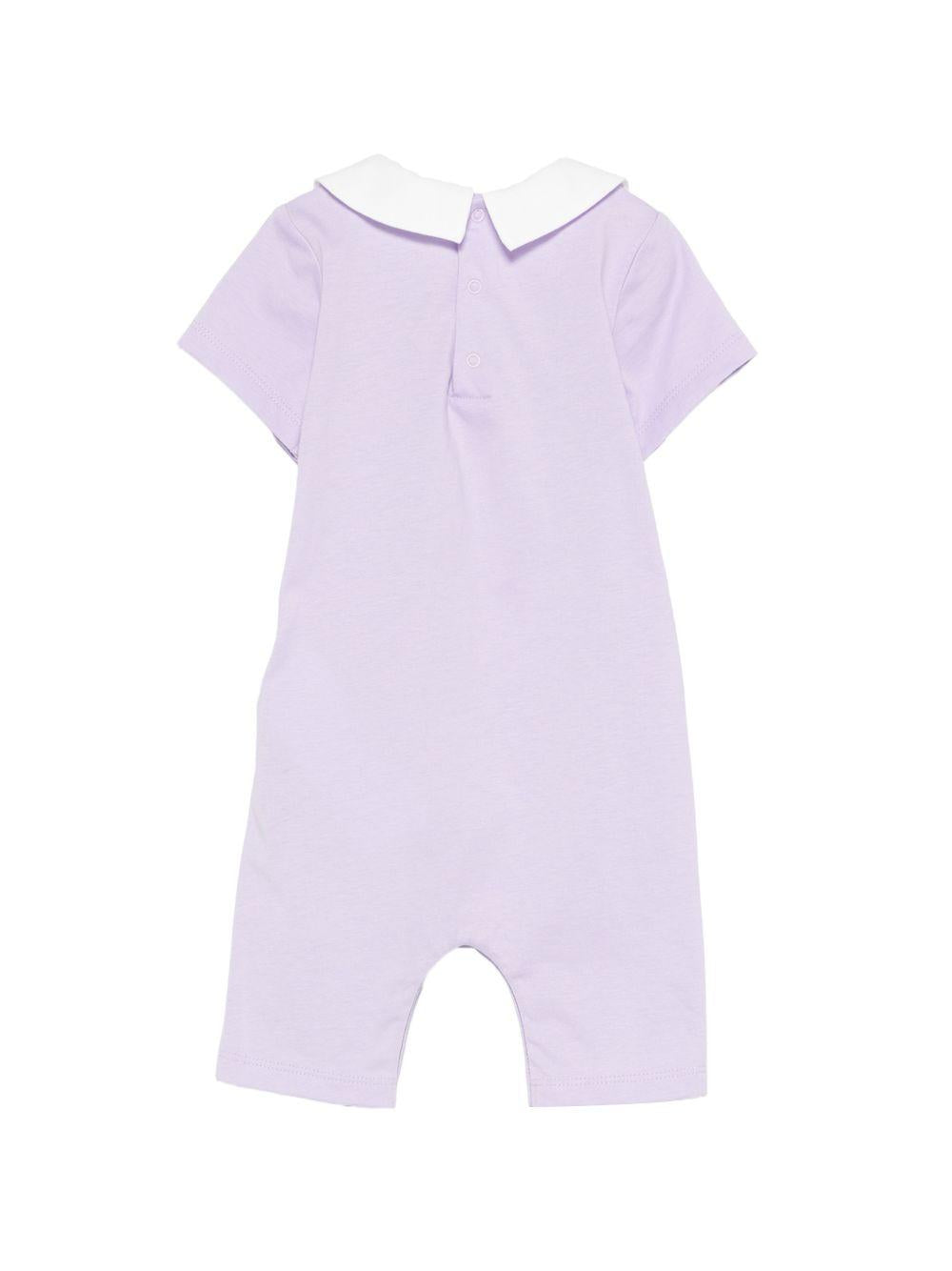 Tutina in cotone con colletto lavanda MUT04OLAA01 51683 MOSCHINO KIDS 