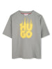 T-shirt grigia logo sfumato fiamme