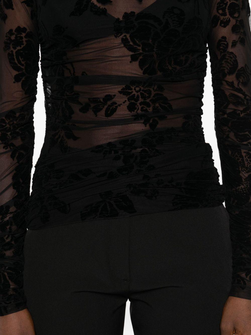 Top nero con stampa floreale e maniche lunghe 105601A2QD ZD0 PINKO 