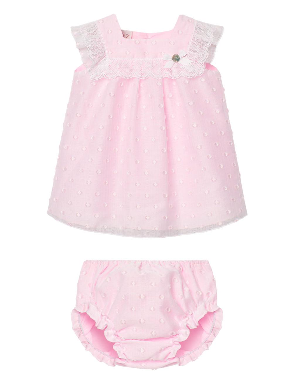 Completo rosa con pois ricamati (2pz) 104152705 37T1885 PAZ RODRIGUEZ KIDS 