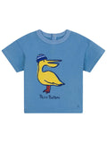 T-shirt blu con stampa frontale