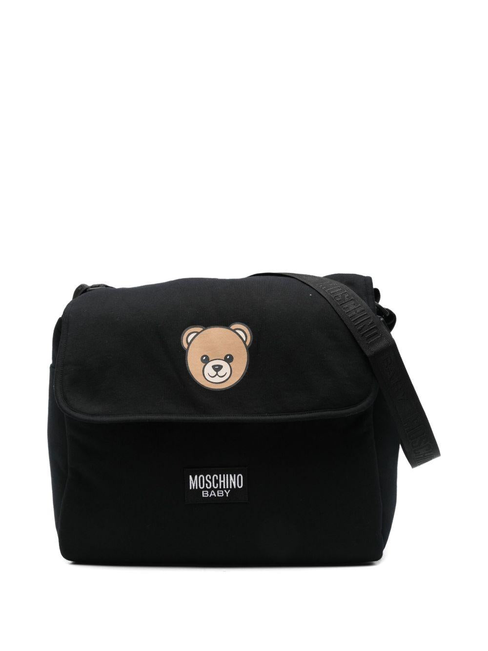 Borsa Fasciatoio Nera con Stampa Orsetto MXX03DLCA40 60100 MOSCHINO KIDS 