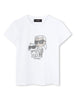 T-shirt bianca Karl cat strass