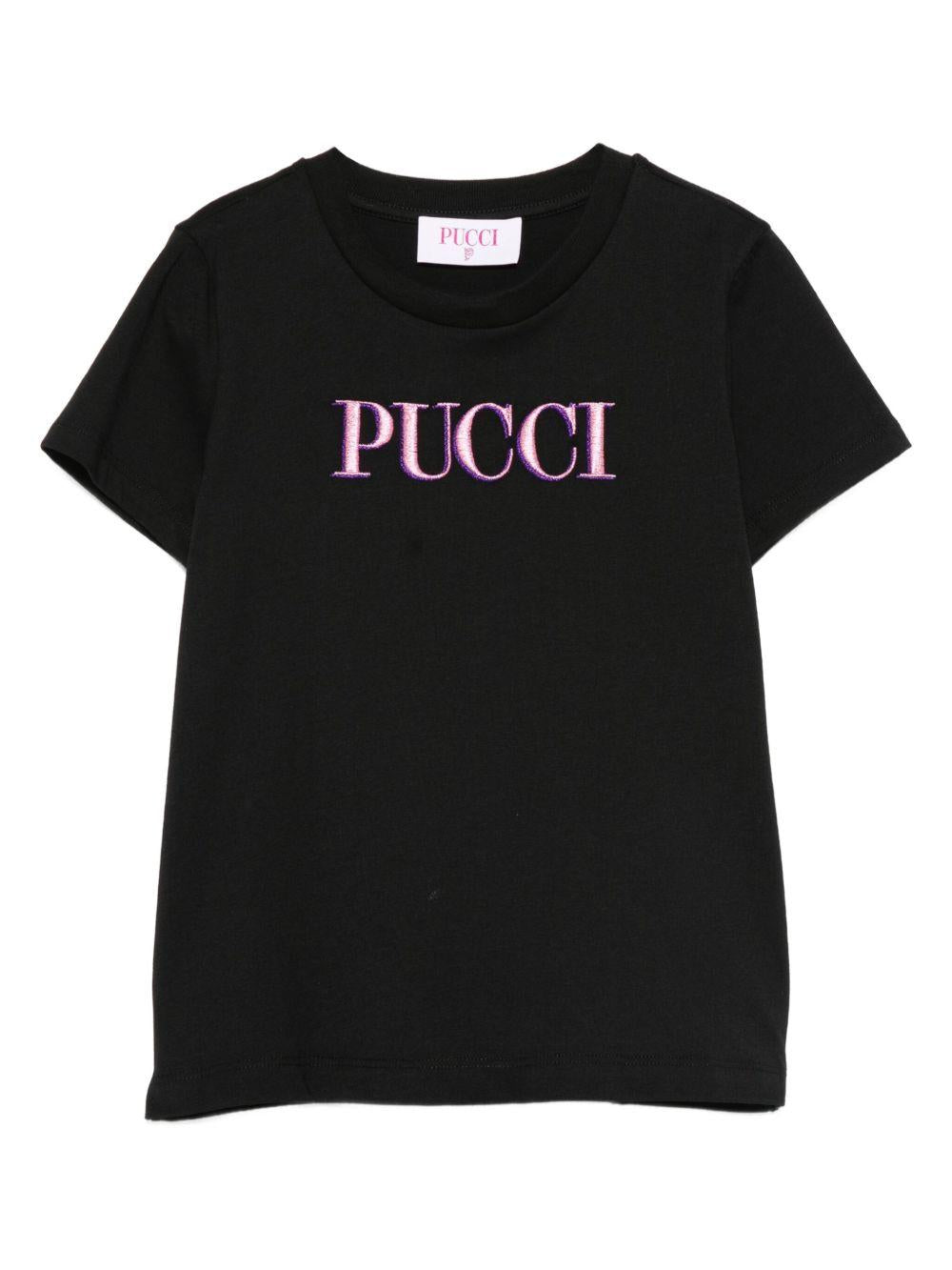 T-shirt Nera con Logo PX8B01Z3186 930 EMILIO PUCCI KIDS 