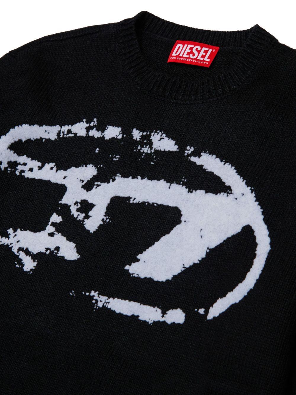 Maglione Nero in Cotone con Logo Stampato J02429KYAYX K900 DIESEL KIDS 