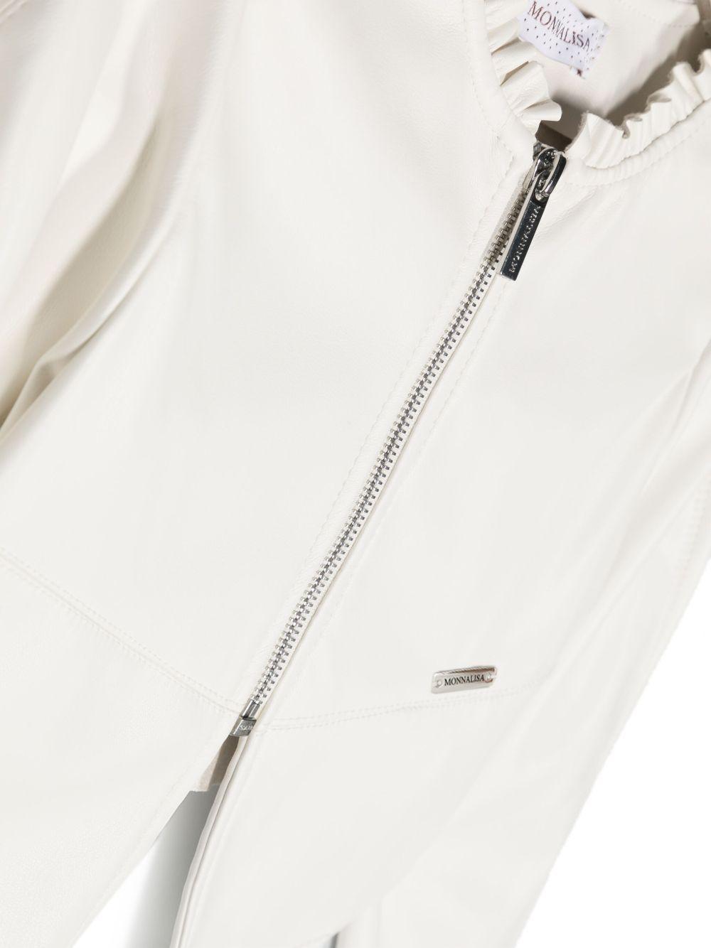 Giacca cropped panna colletto arricciato