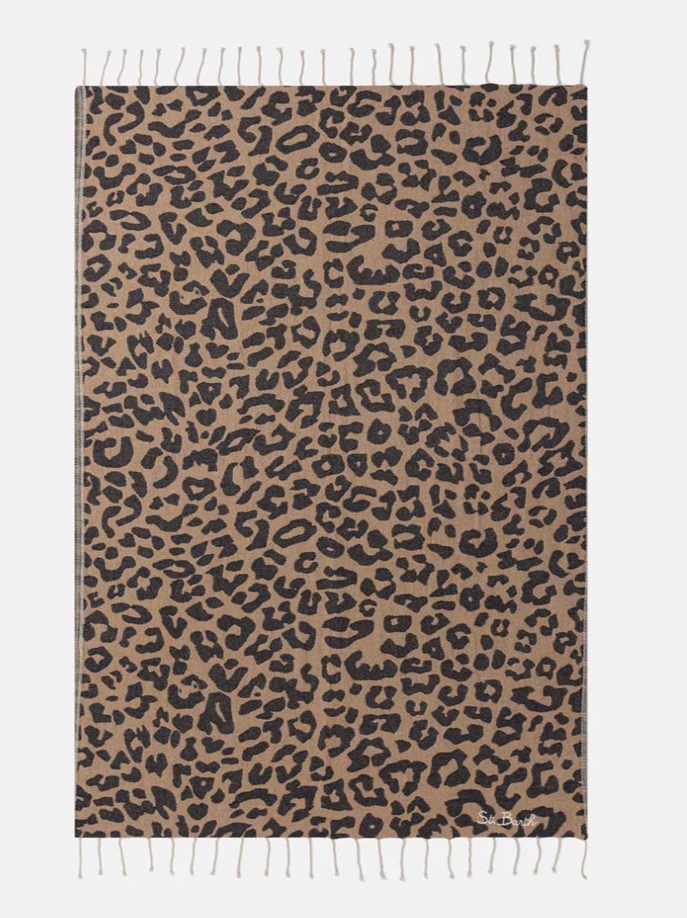 Telo mare Foutas in cotone con jacquard animalier
