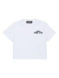 T-shirt Bianca con Stampa e Taschino
