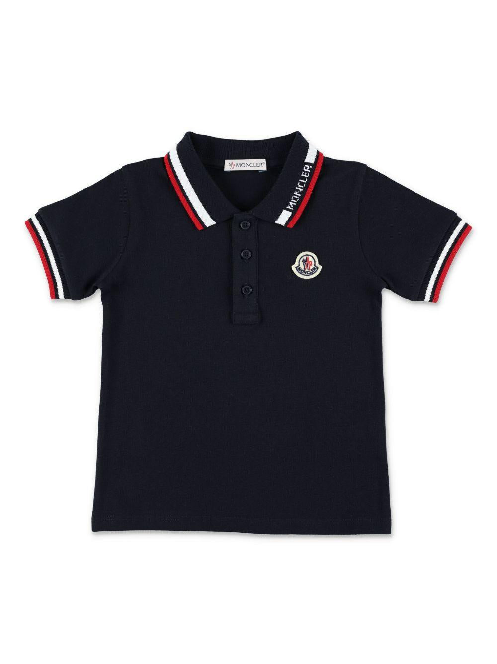 Polo in cotone con collo ricamato L19518A000028496F 778 MONCLER KIDS 