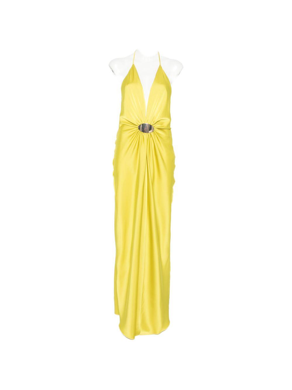 Abito lungo in poliestere con scollo all'americana P26CEAB11201 V0780 SIMONA CORSELLINI 