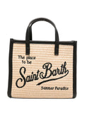 Borsa tote in paglia con ricamo logo