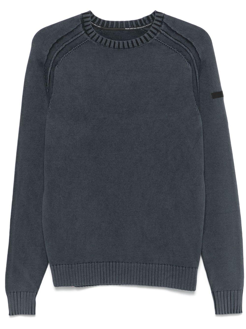 maglione cotton techno wash round blu nero
