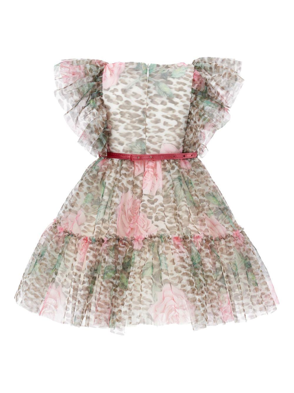 Abito a Fiori con Ruches 11F9106652 0080 MONNALISA KIDS 
