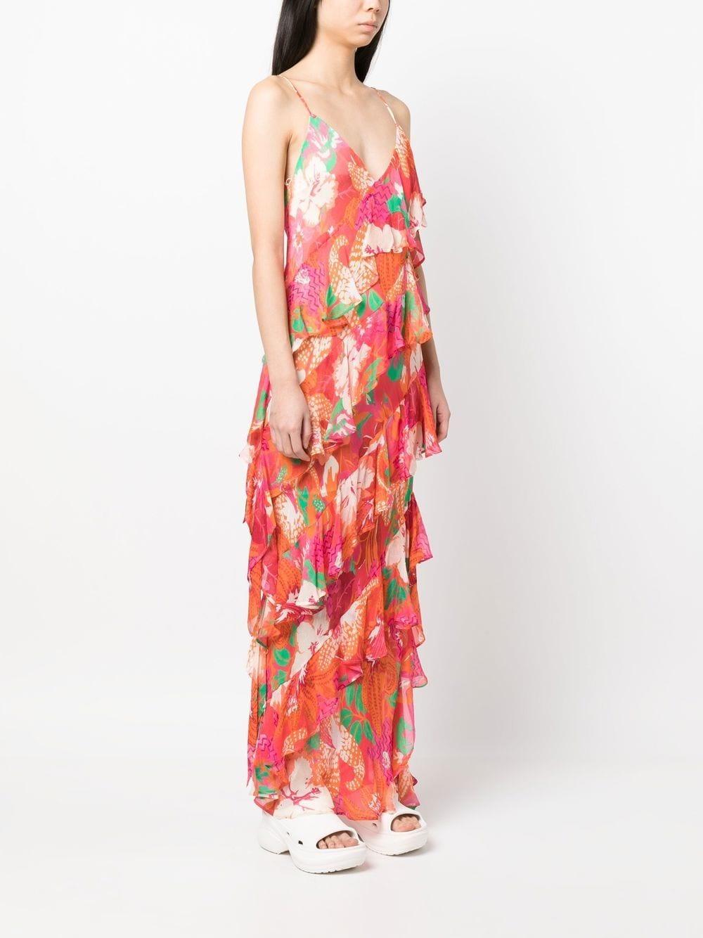 Abito fucsia fantasia floreale drappeggiato 3441MDA197 237157 ROSSO MSGM 