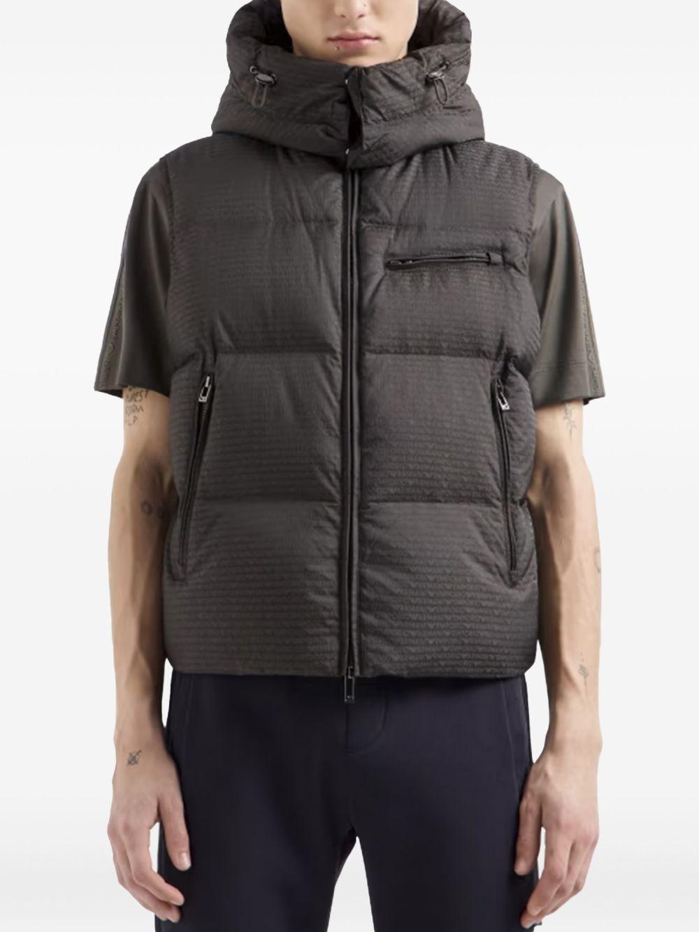 Piumino smanicato logo lettering all-over verde V 6D1B661NNXZ 05A6 EMPORIO ARMANI 