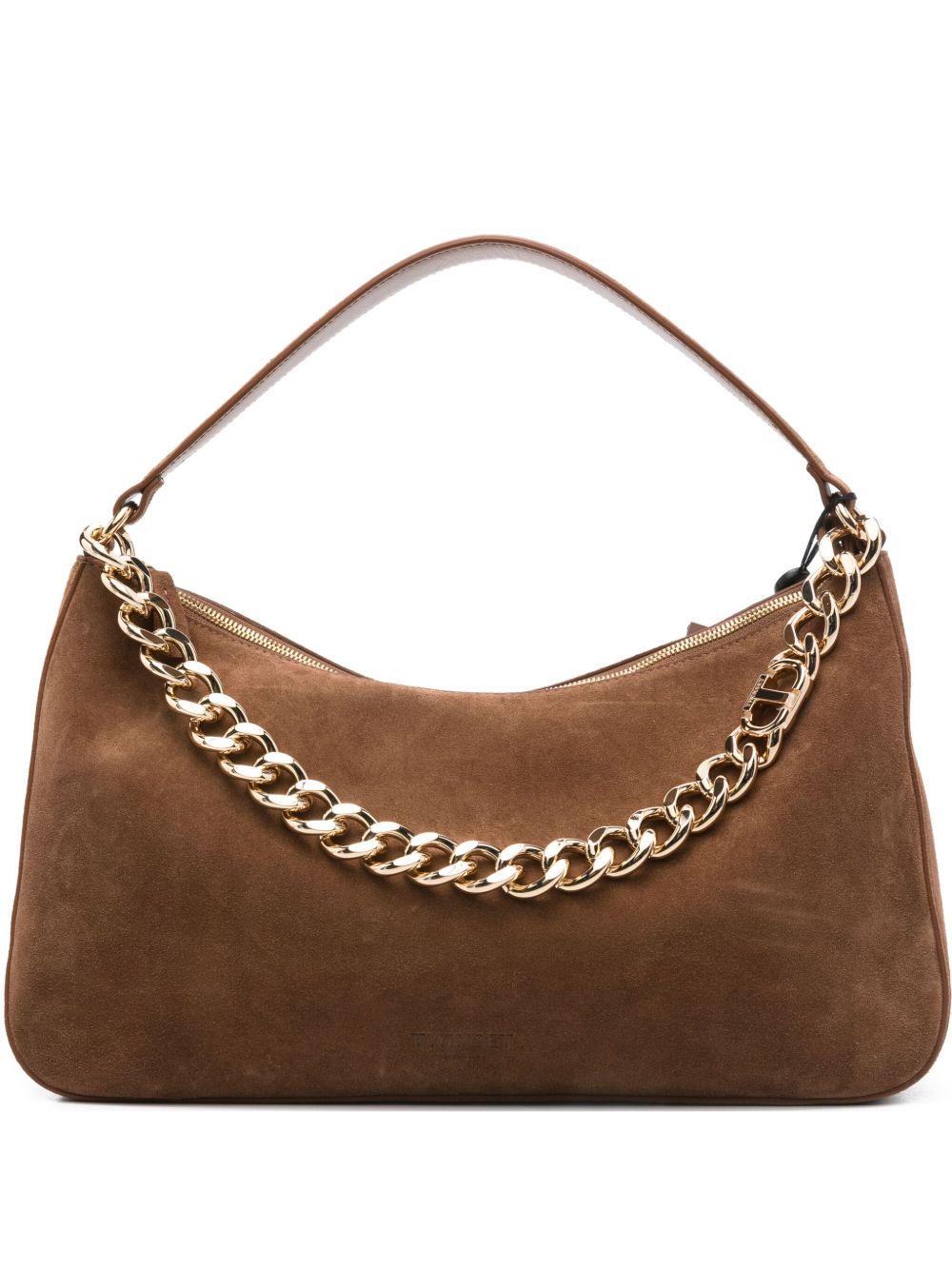 Borsa a Spalla Marrone con Catena 252TB7162 00057 TWINSET 