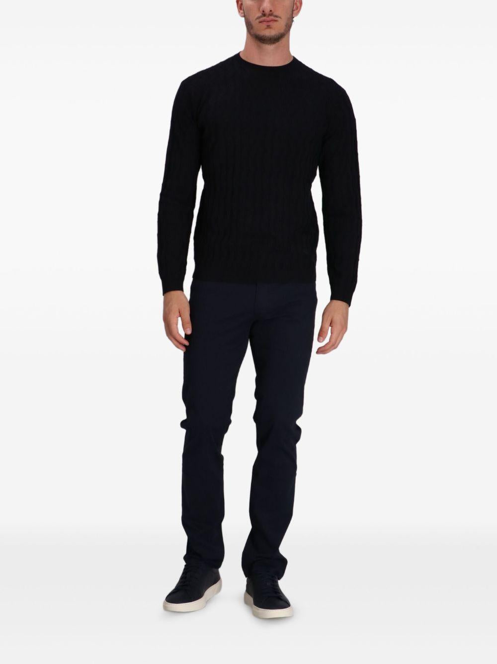 Maglione nero a trecce con girocollo e maniche lunghe EM003507AF14854 UB109 EMPORIO ARMANI 
