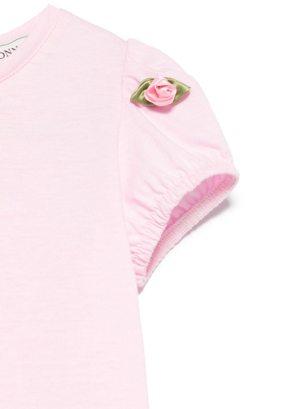 T-shirt rosa mini roselline spalla