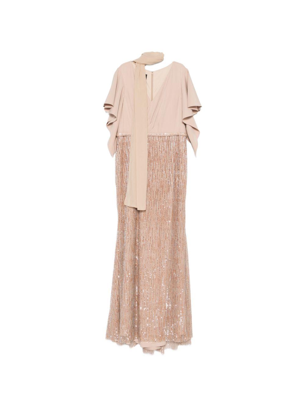 Abito lungo con paillettes scollo a V 1G2H3PED00220 ALMENDRA COUTURE CLUB 
