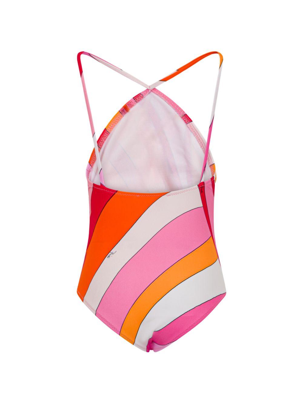 Costume intero a righe multicolore con spalline incrociate PYCA79Z3748 50EAR EMILIO PUCCI KIDS 