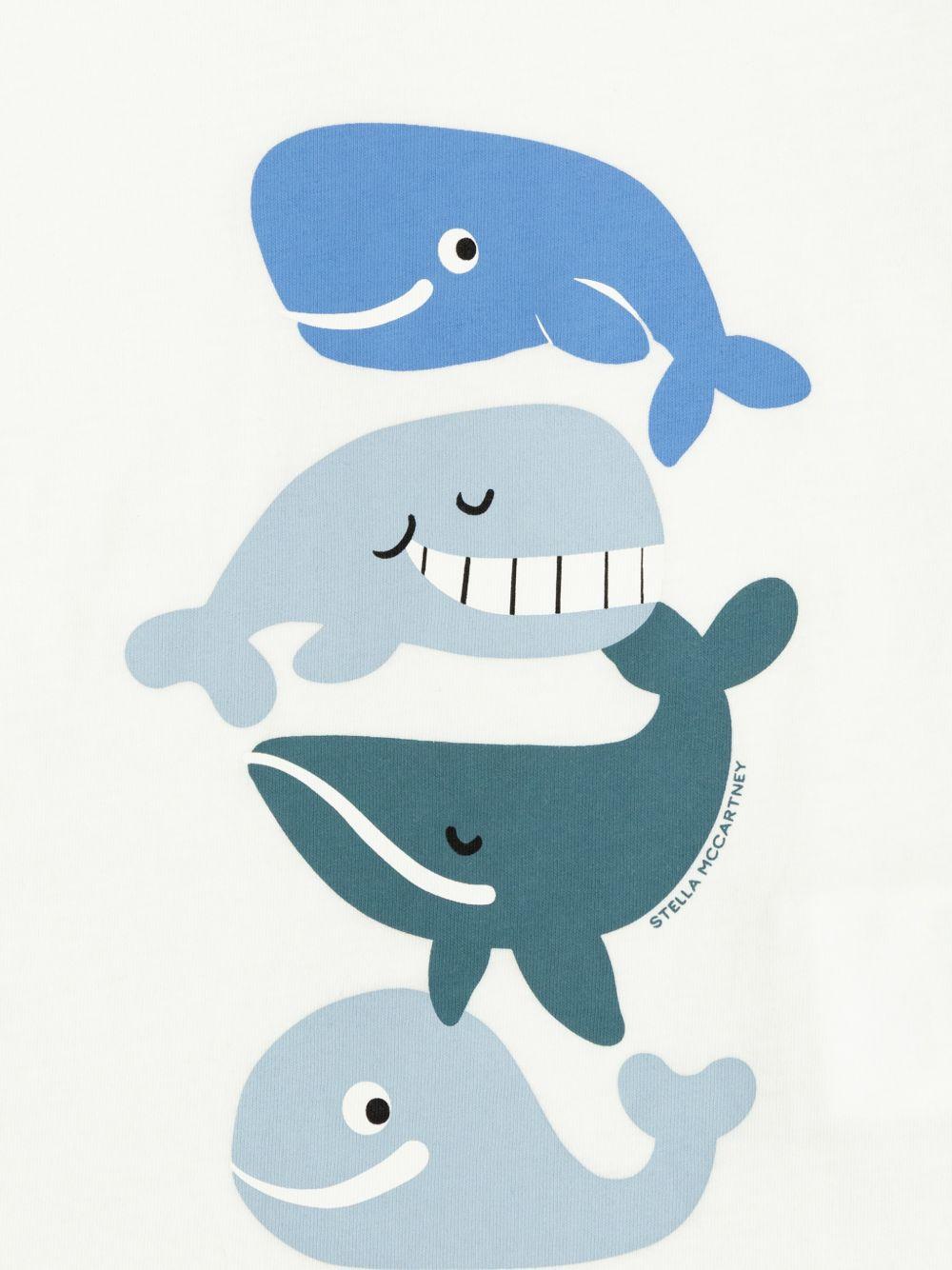 T-shirt con stampa balene TY8570Z0434 100 STELLA MCCARTNEY KIDS 