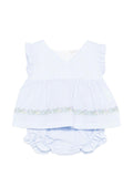 Completo abito e culotte in cotone a righe