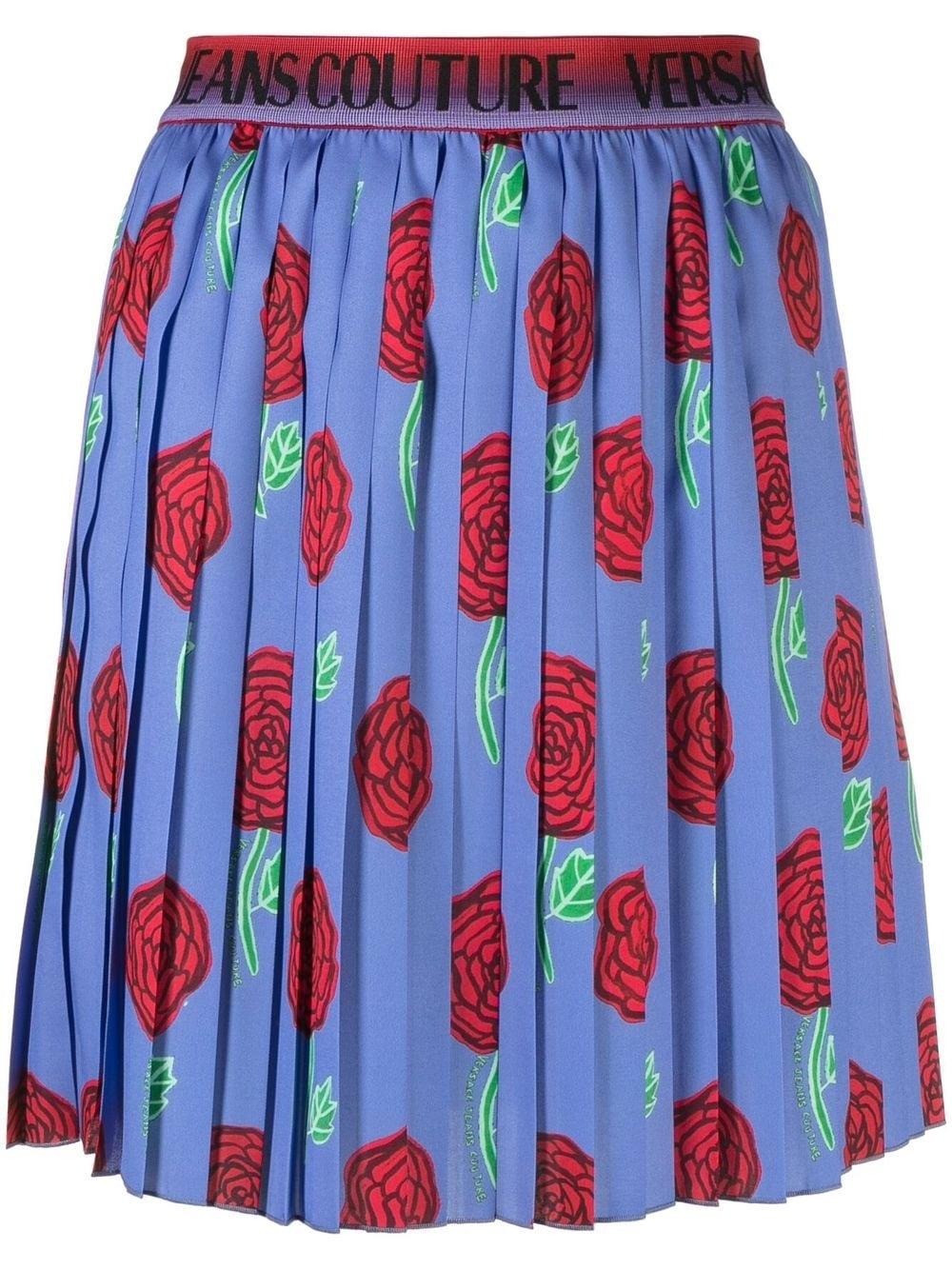 Gonna midi con fantasia rose plissè 74HAE820 NS224 VIOLA VERSACE JEANS 