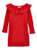 Abito Rosso Brillante in Maglia a Coste
