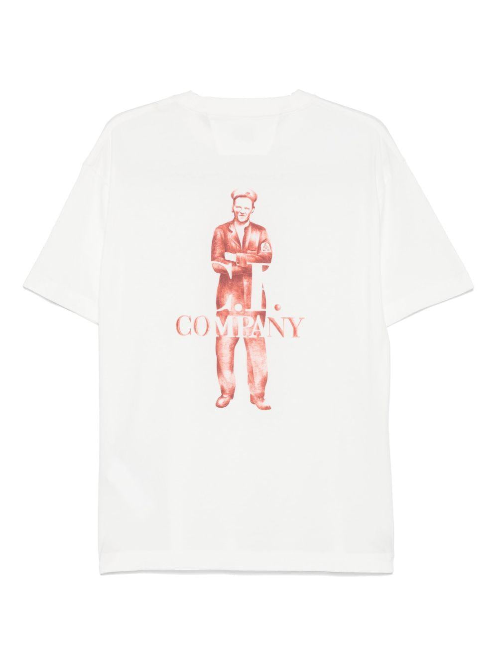 T-shirt  bianca stampa retro 18CMTS141A005100W 103 CP COMPANY 