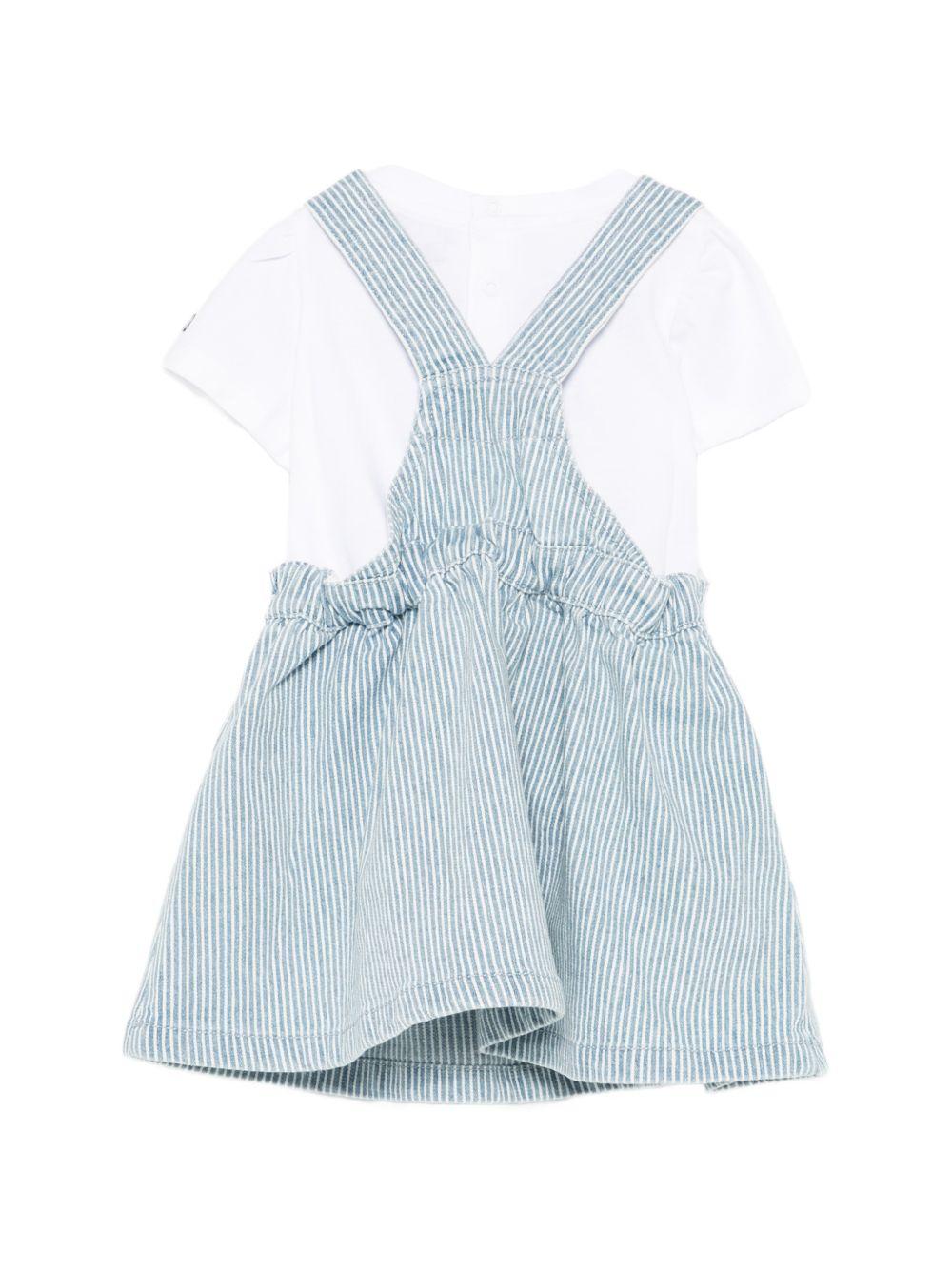 Completo salopette a righe con t-shirt MDG01MLXE63 86816 MOSCHINO KIDS 