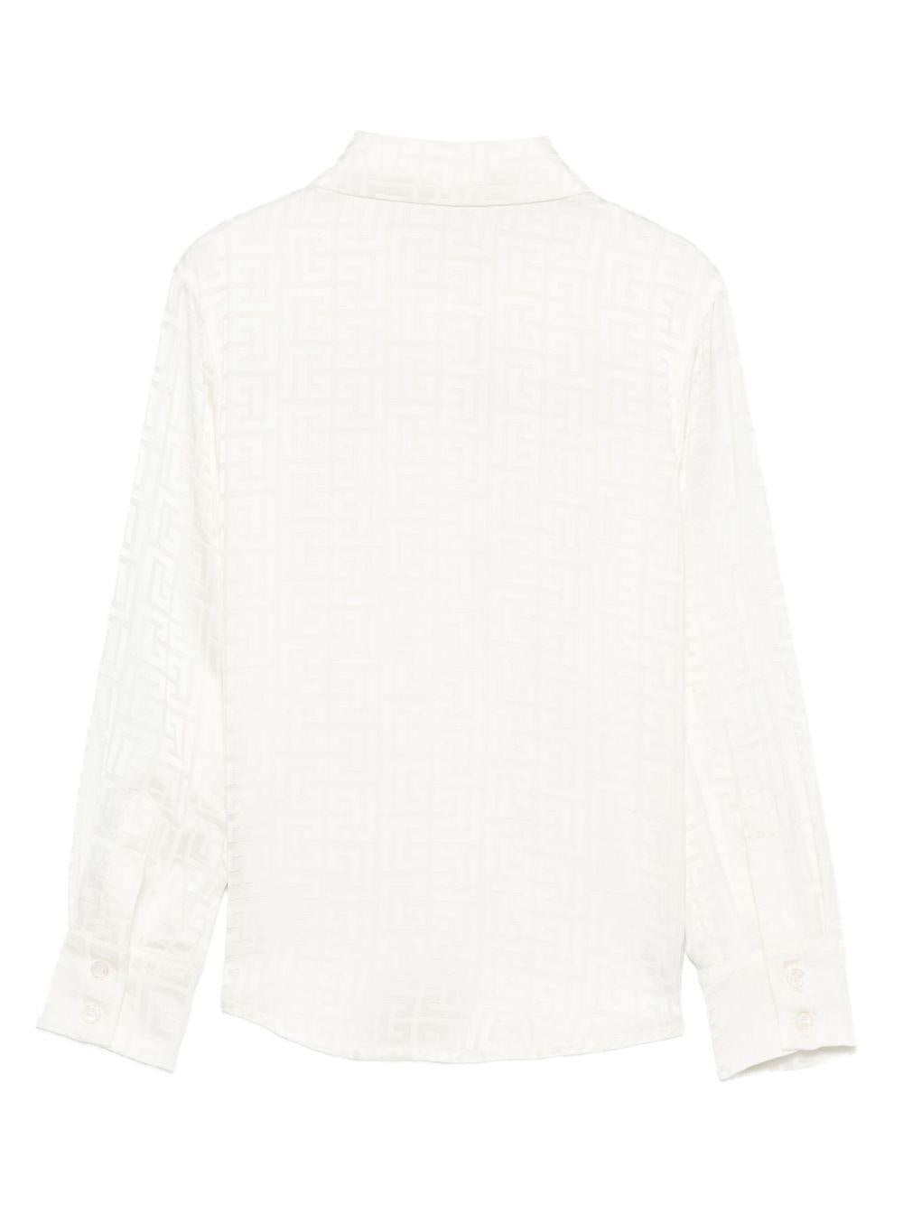 Camicia a Maniche Lunghe con Stampa Geometrica BX5A10S0192 102 BALMAIN KIDS 