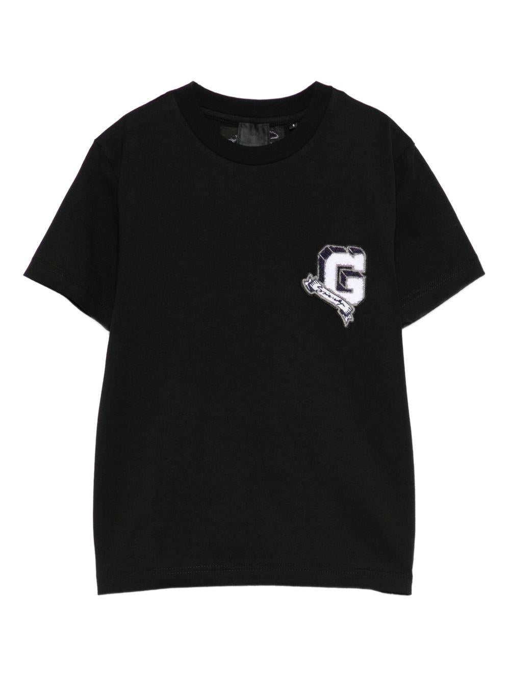 T-shirt in Cotone con Applicazione e Logo Ricamato H30957 09B GIVENCHY KIDS 