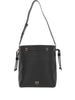 Borsa secchiello in pelle con tracolla nera