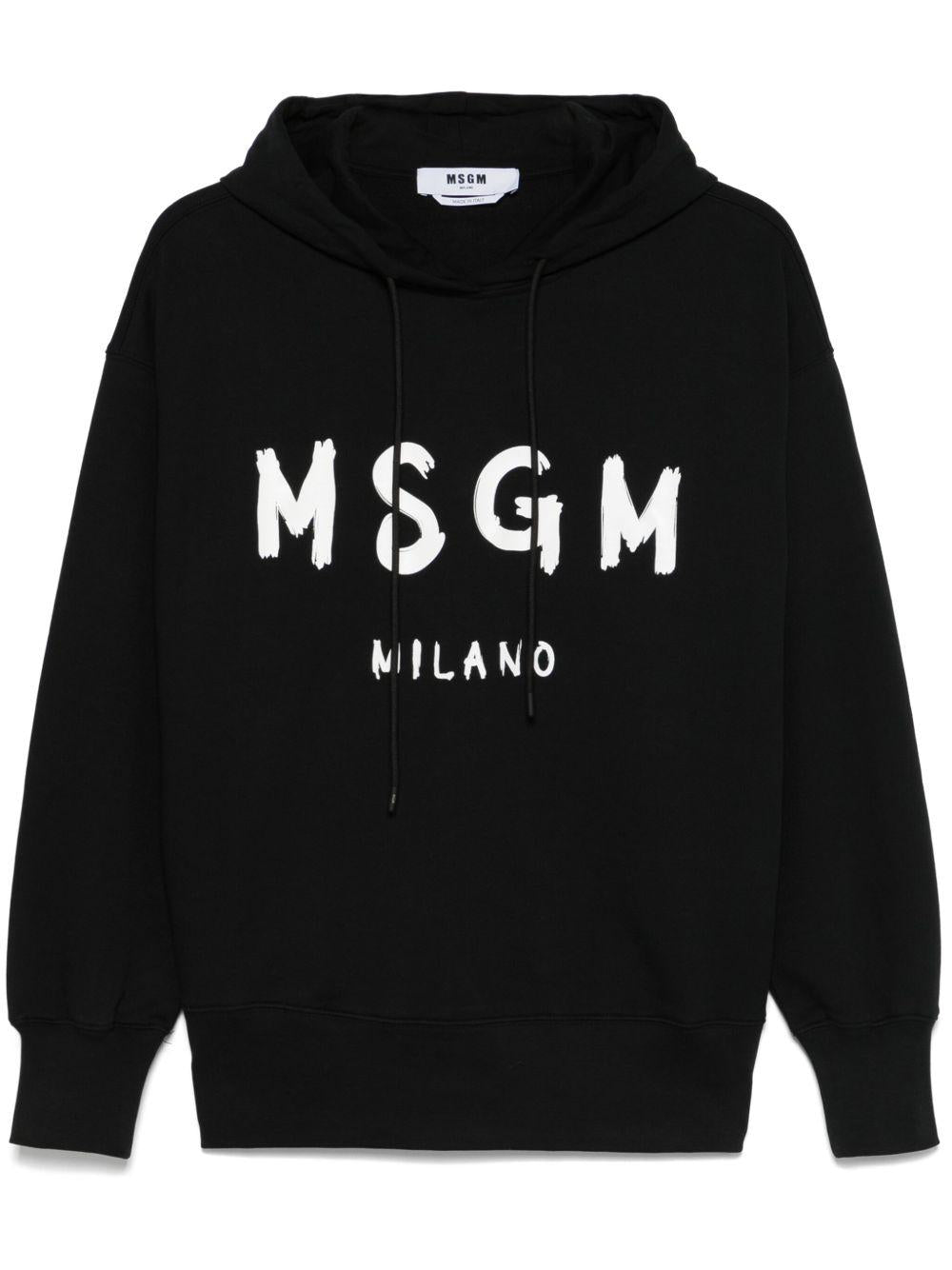 Felpa nera con stampa logo e spalla abbassata 2000MDM515300000 99 MSGM 