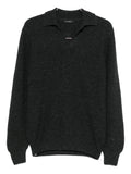 Maglione grigio a polo e maniche lunghe