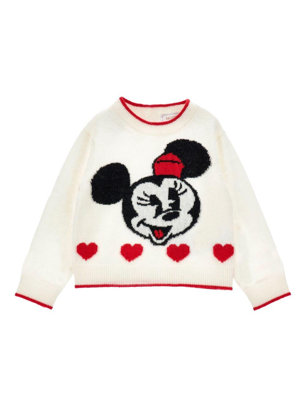 Maglione Bianco con Ricamo Minnie 19F633NP6091 0143 MONNALISA KIDS 