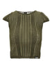 T-shirt Tambora verde militare con ricami a coste