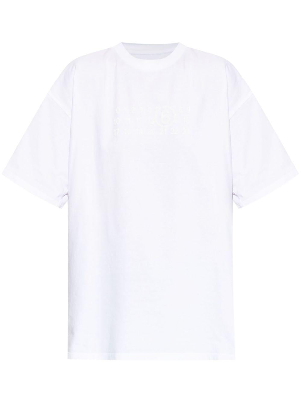 T-shirt bianca logo nuemrico tono su tono S62GD0202M20115 100 MM6 MAISON MARGIELA 