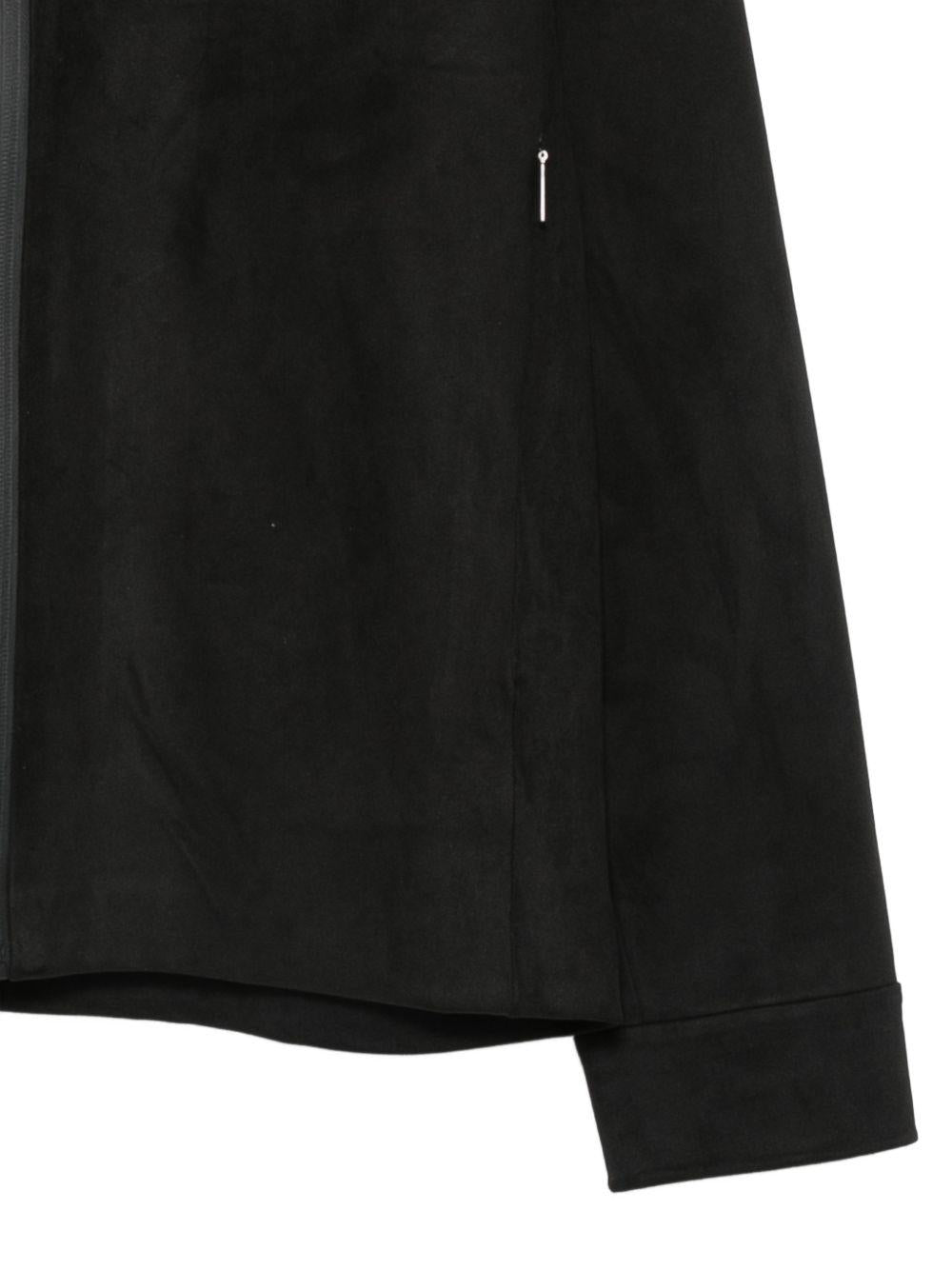 Giacca-camicia nera con zip e colletto polo W25189 80 RRD 