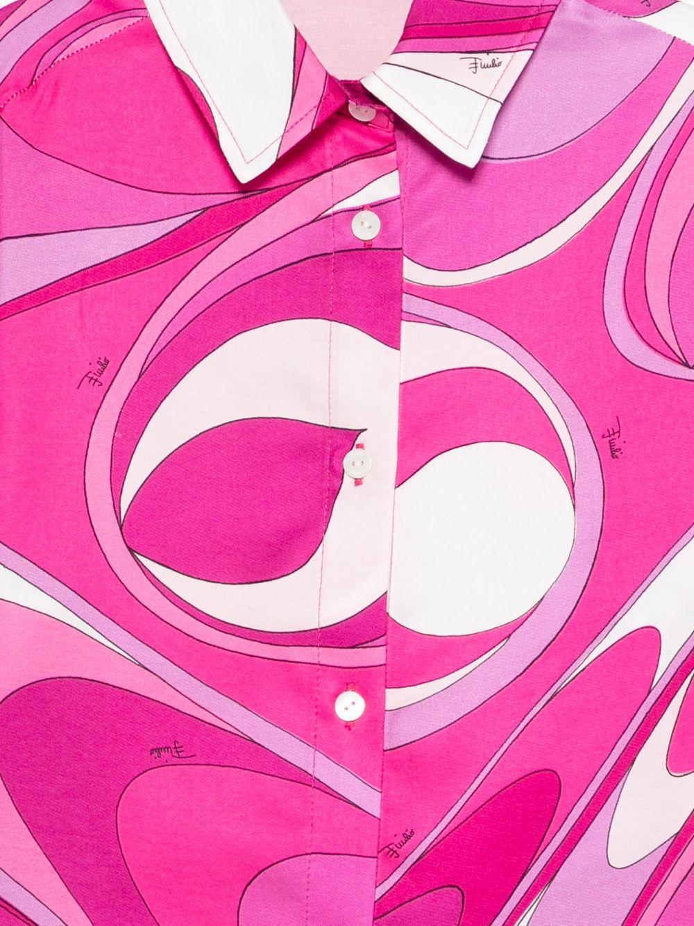 Camicia in viscosa con stampa grafica PY5A00K0284 570BC EMILIO PUCCI KIDS 