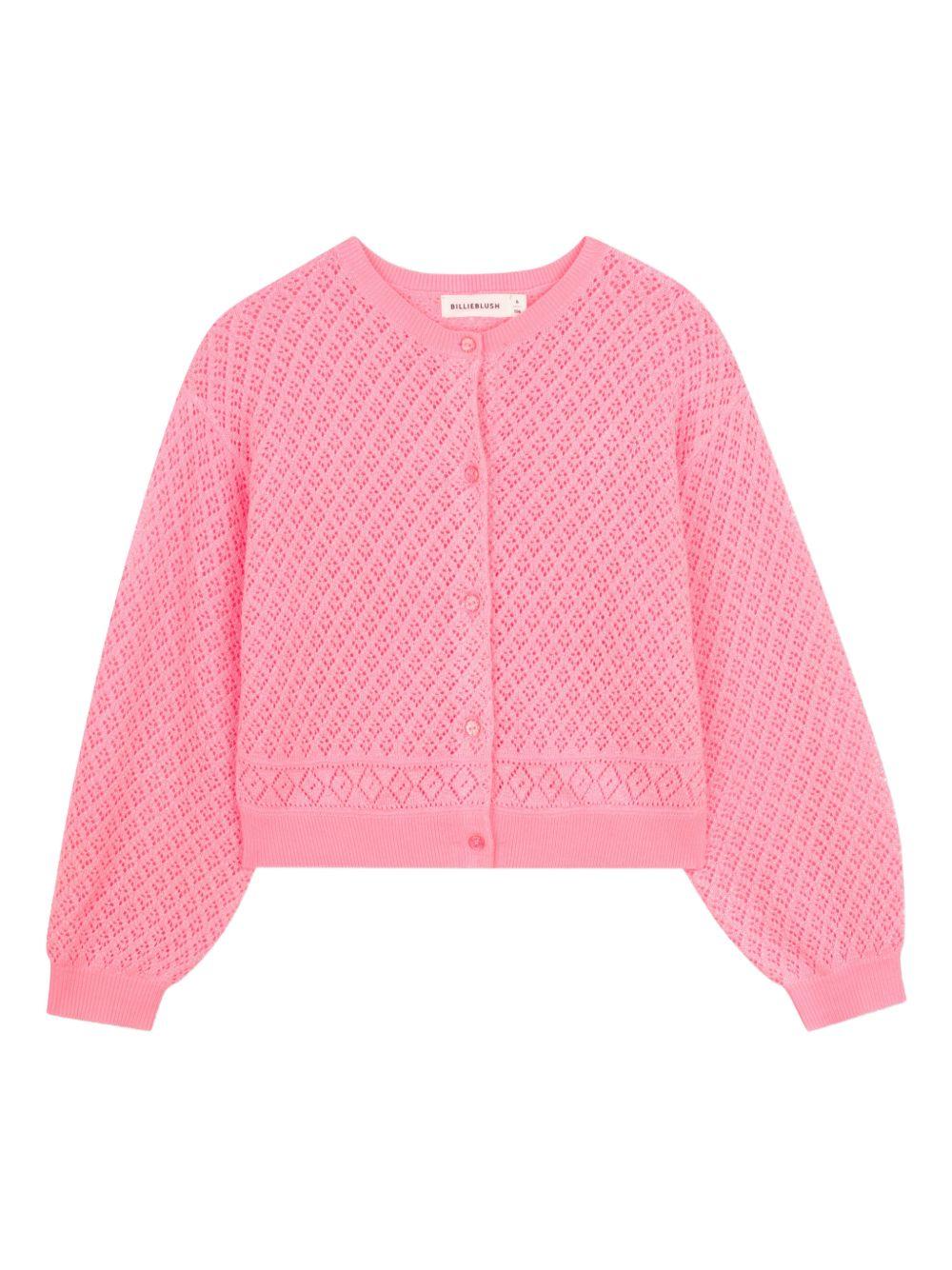 Cardigan a maglia traforata con bottoni U21911 499 BILLIE BLUSH KIDS 