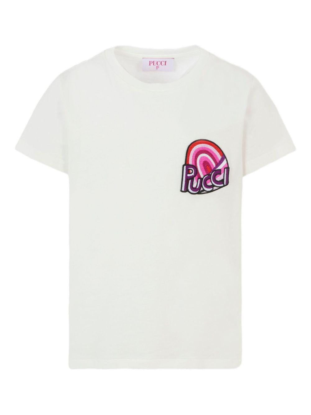 T-shirt Avorio Ricamata PX8A91Z3186 101 EMILIO PUCCI KIDS 