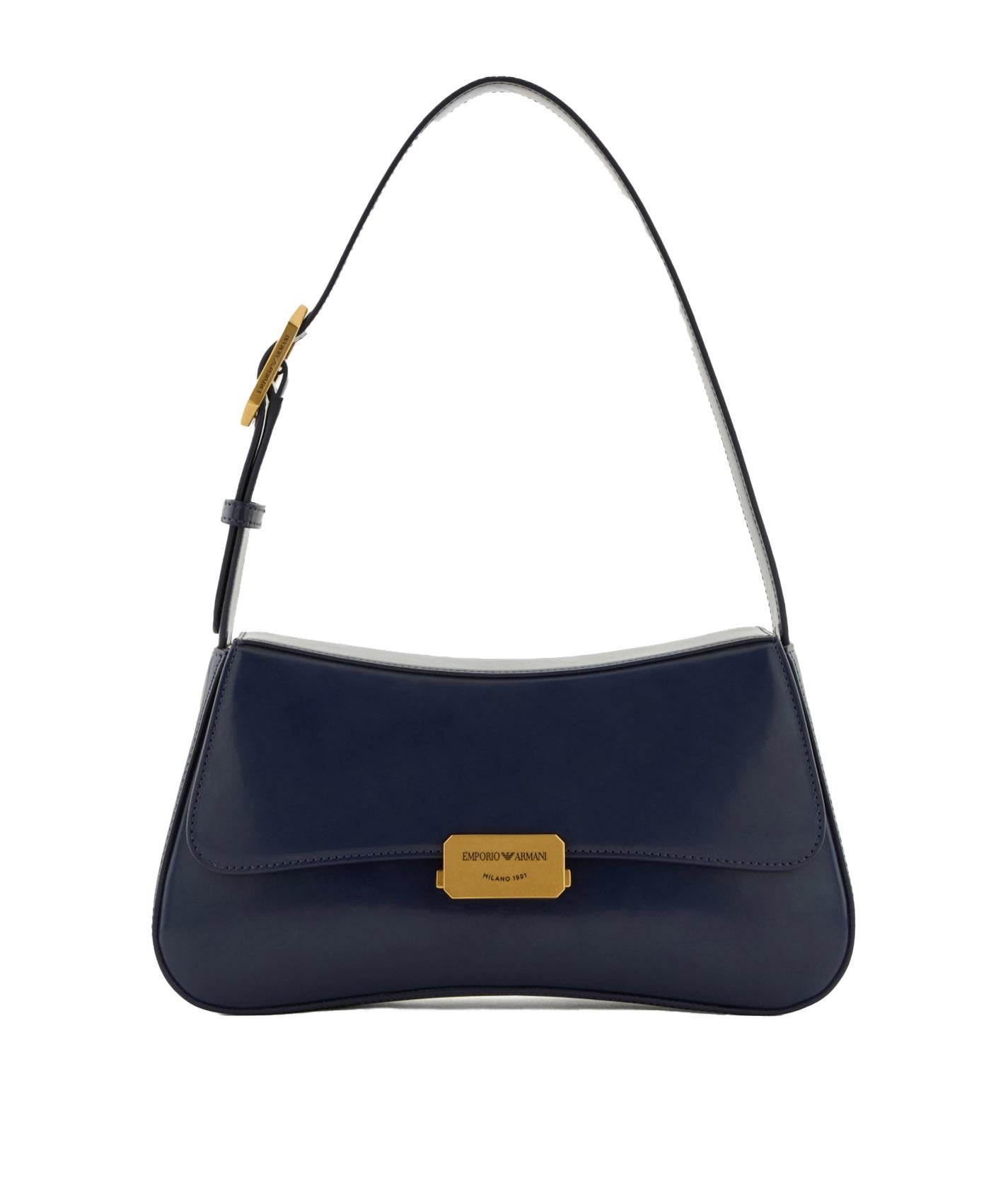 Borsa a spalla blu notte finish lucido