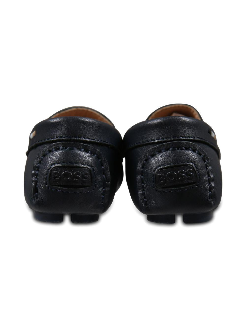Mocassini blu logo inciso J51651 849 BOSS KIDSWEAR 