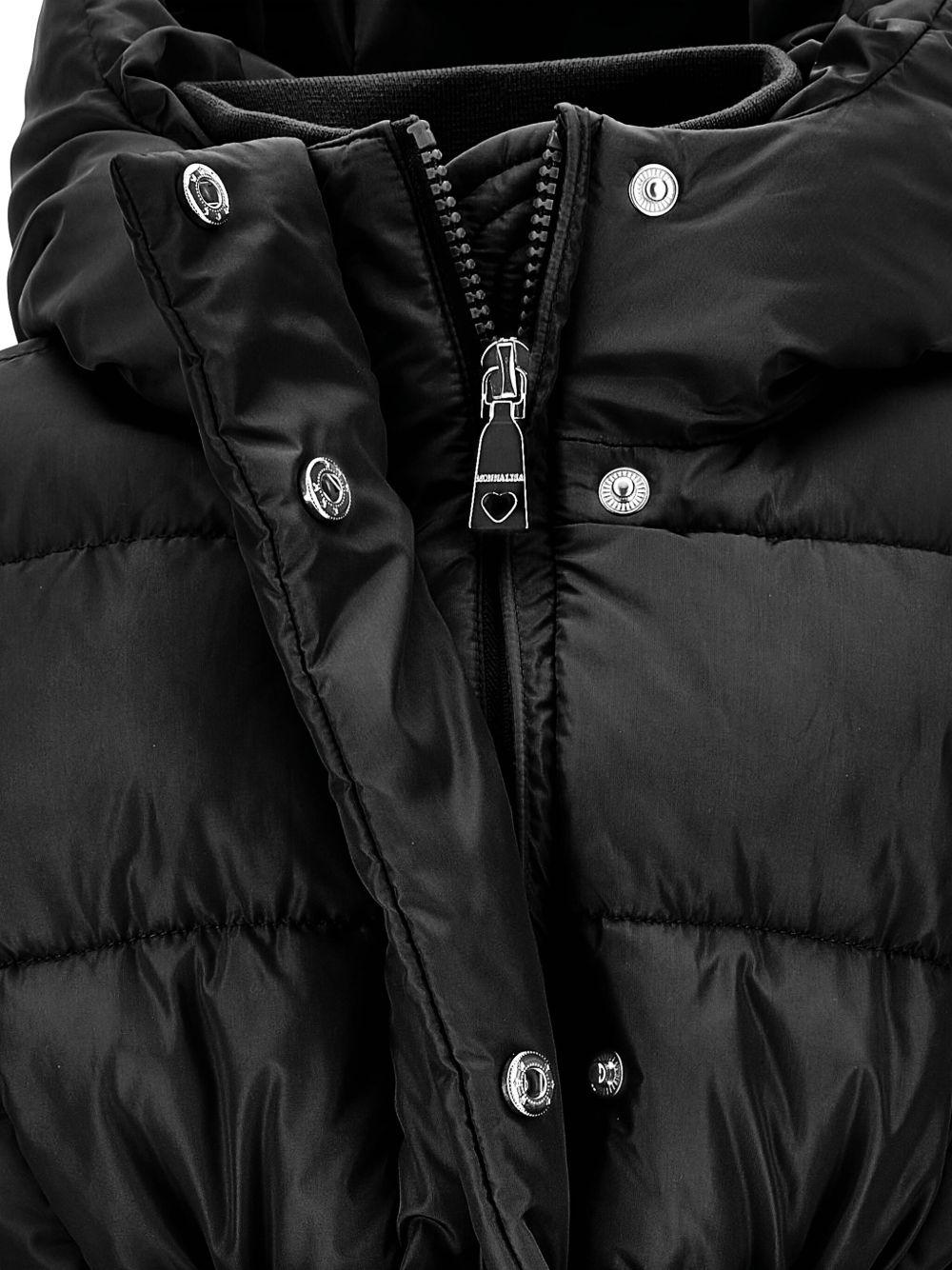 Piumino Lungo Nero con Cintura 17F1016020 0050 MONNALISA KIDS 