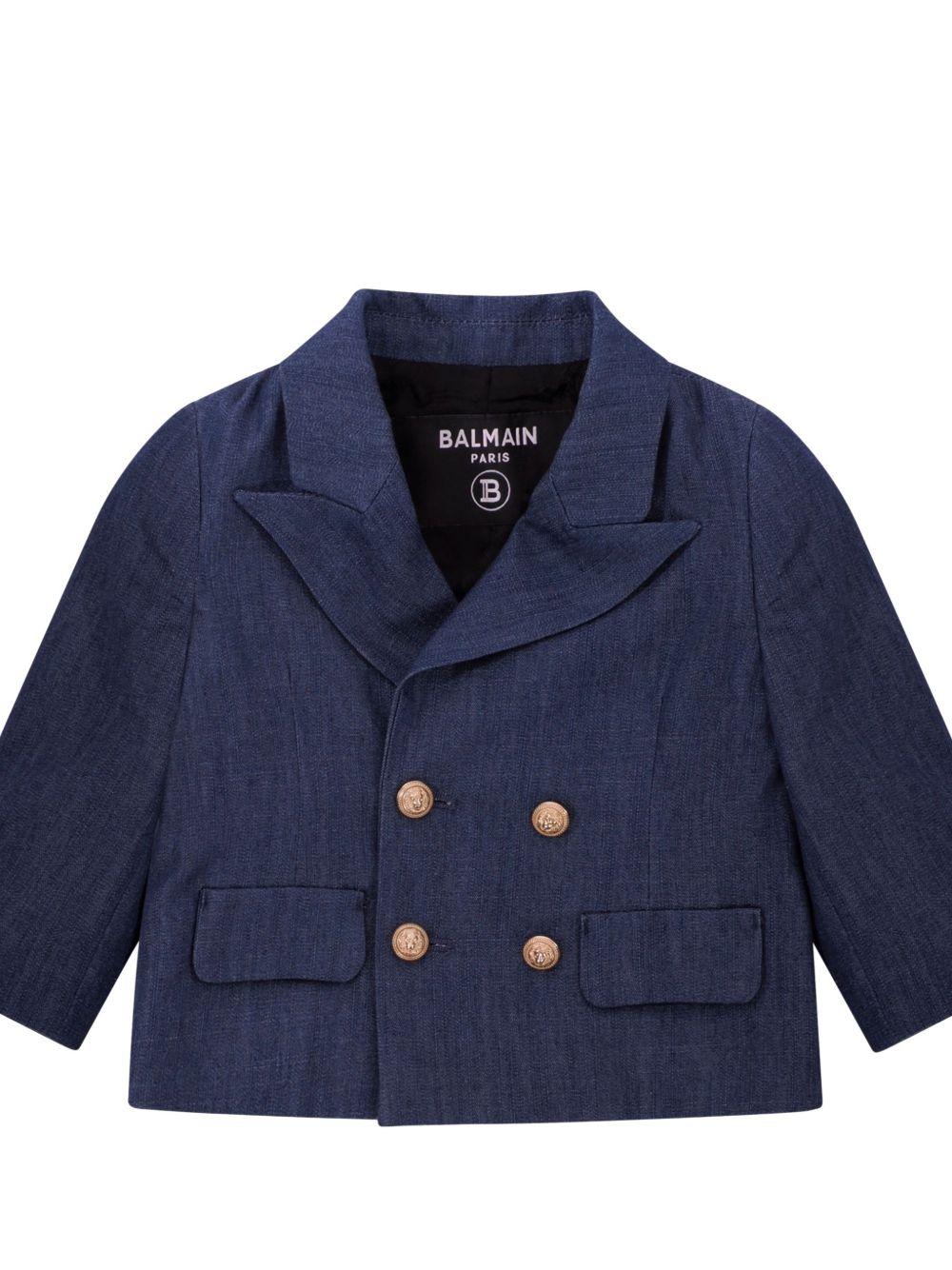 Blazer doppiopetto con bottoni dorati BY2514P0588 625OR BALMAIN KIDS 