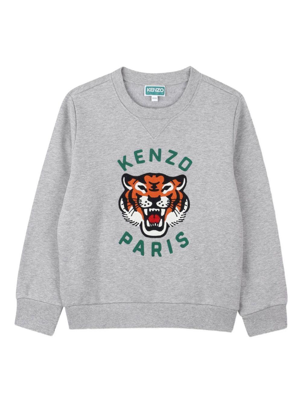 Felpa grigia con ricamo Tiger K61509 A55 KENZO KIDS 