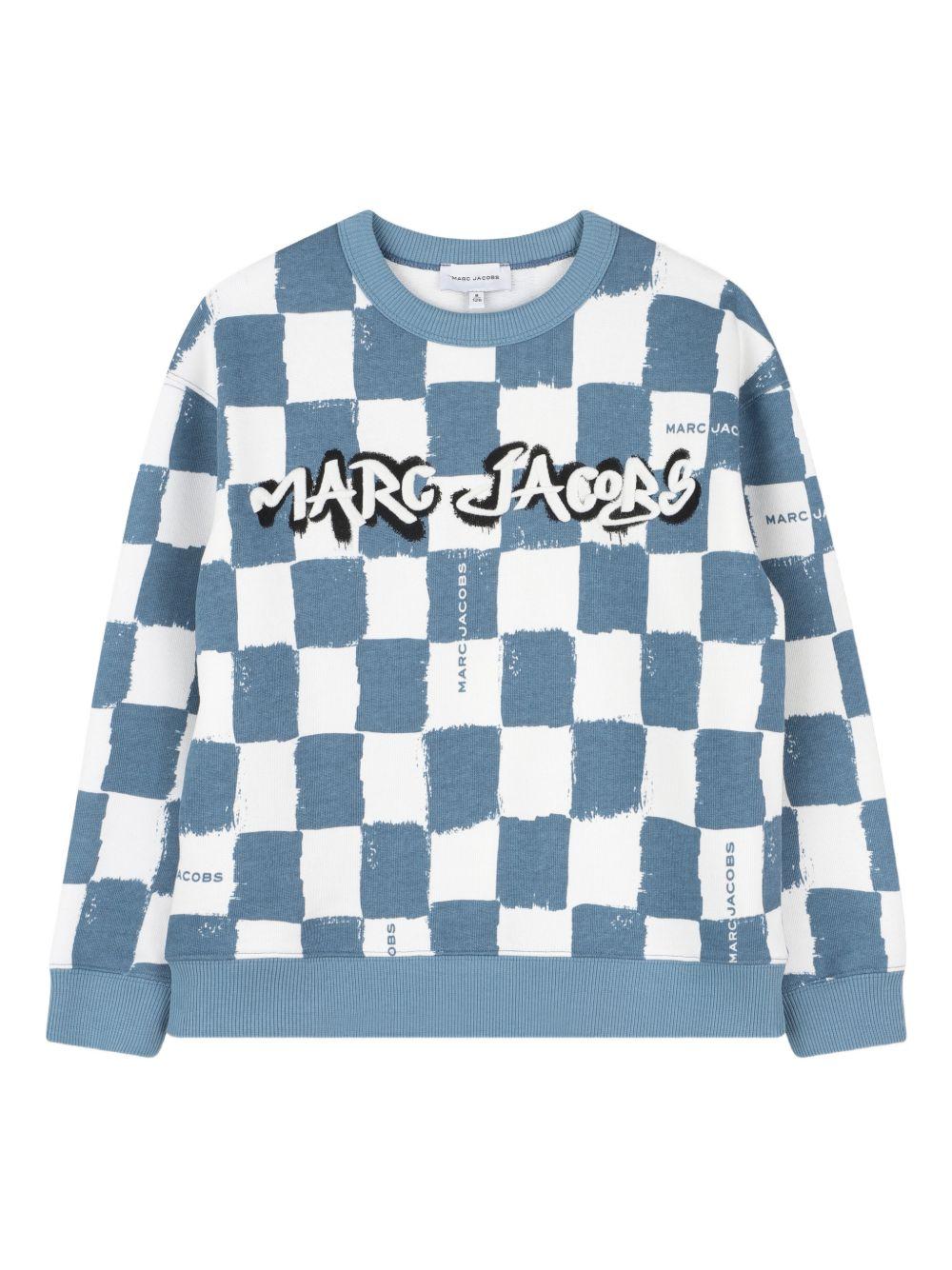 Felpa a scacchi con logo W60773 80B MARC JACOBS KIDS 
