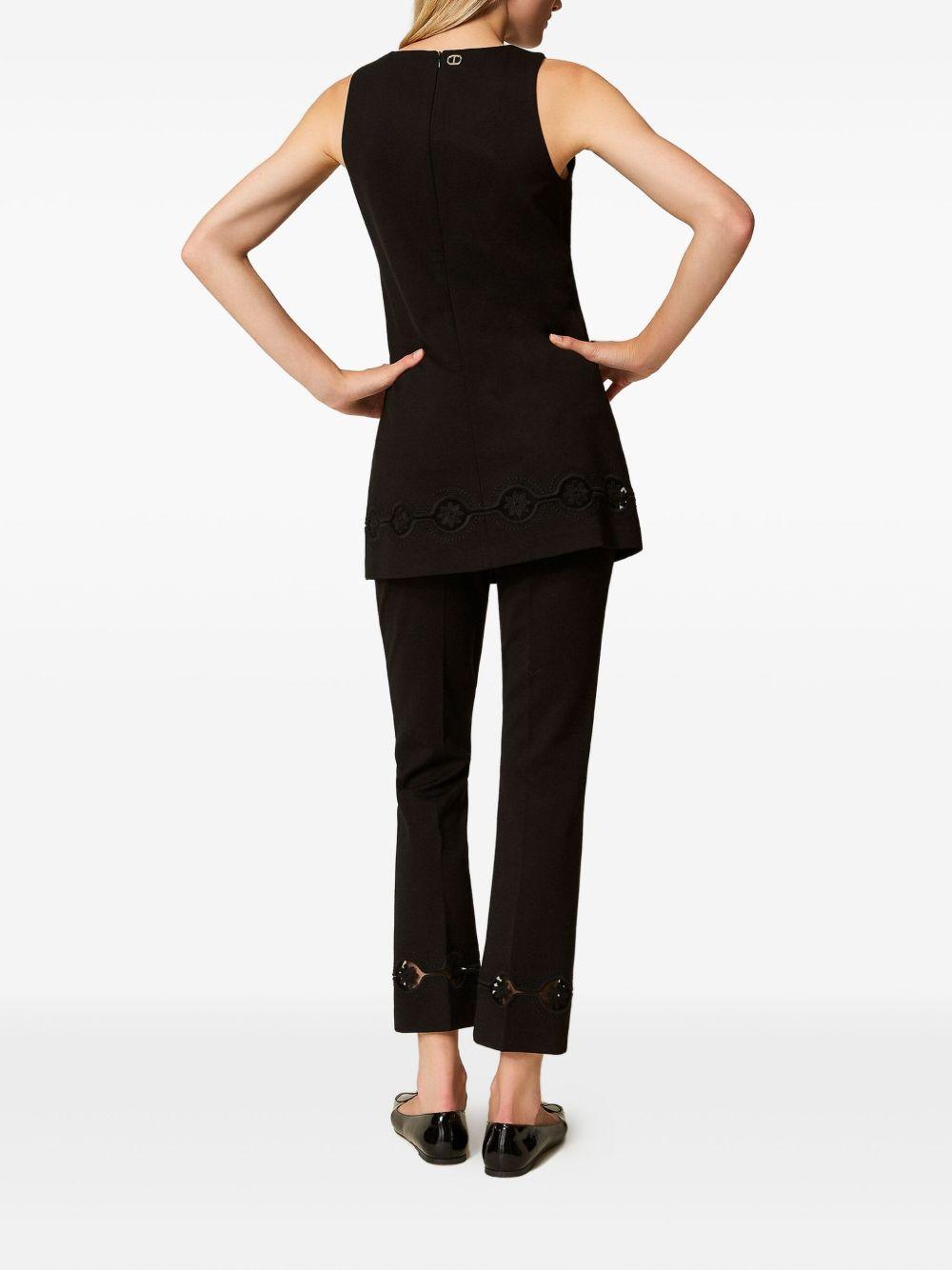 Pantaloni Neri in Pizzo Floreale 252TP2101 00006 TWINSET 
